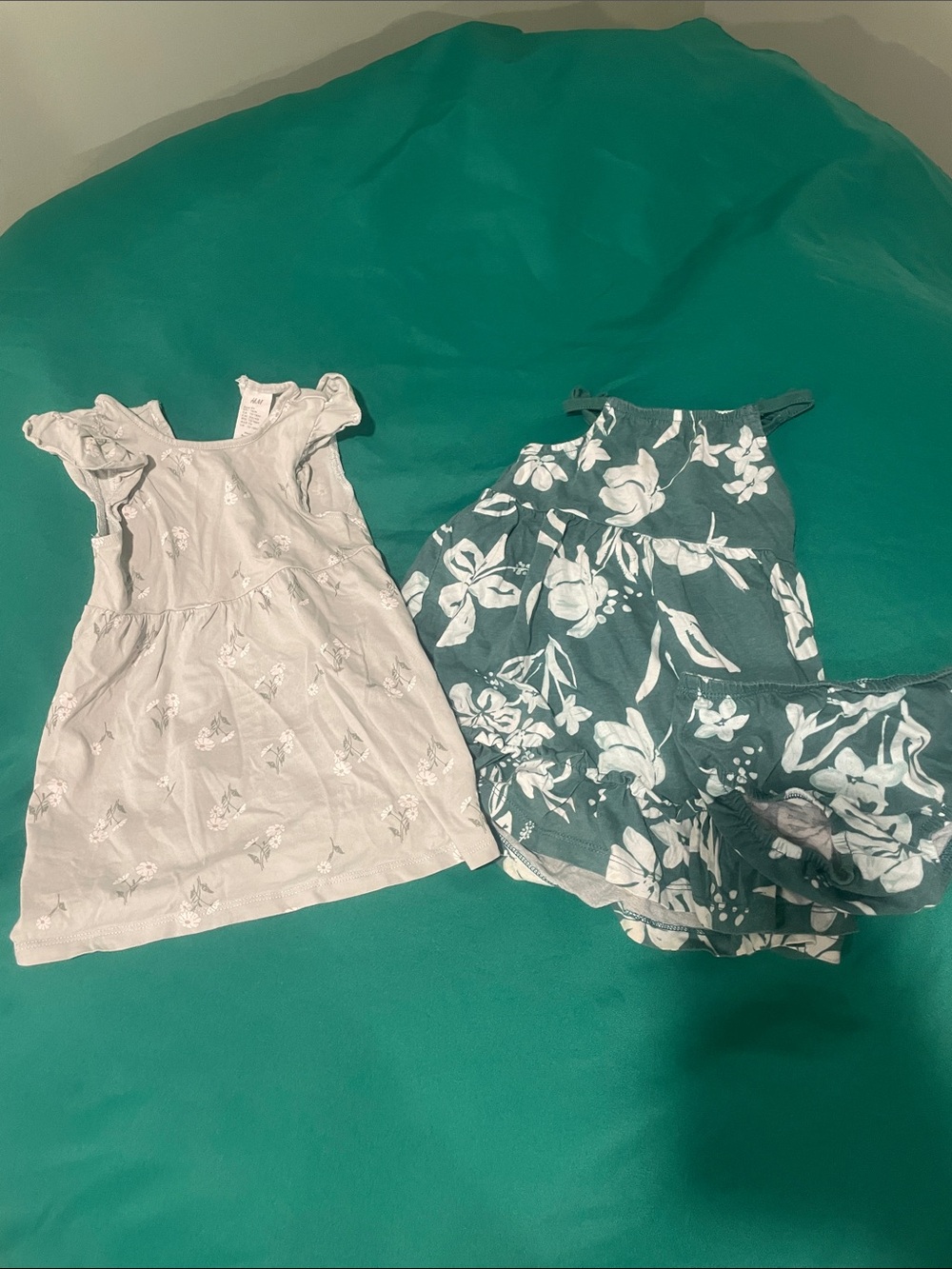 Carter's White Eyelet Dress & Teal Floral Romper Set